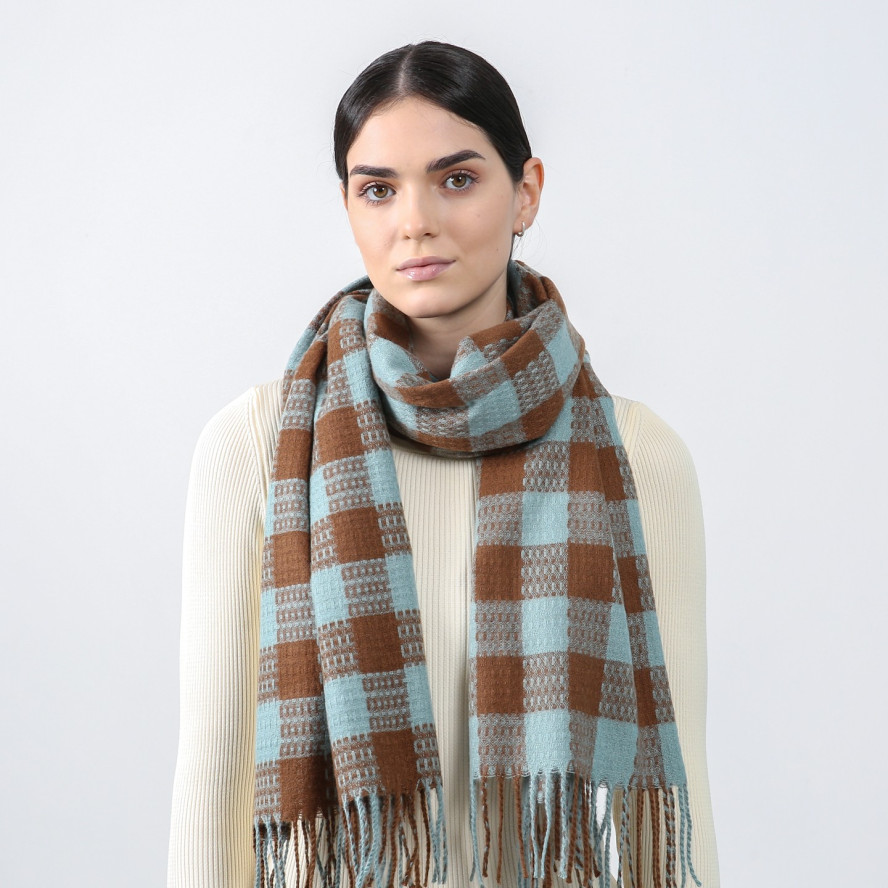 Палантин жіночий клітинка кашемір ТРАКС 952-539, фото 3