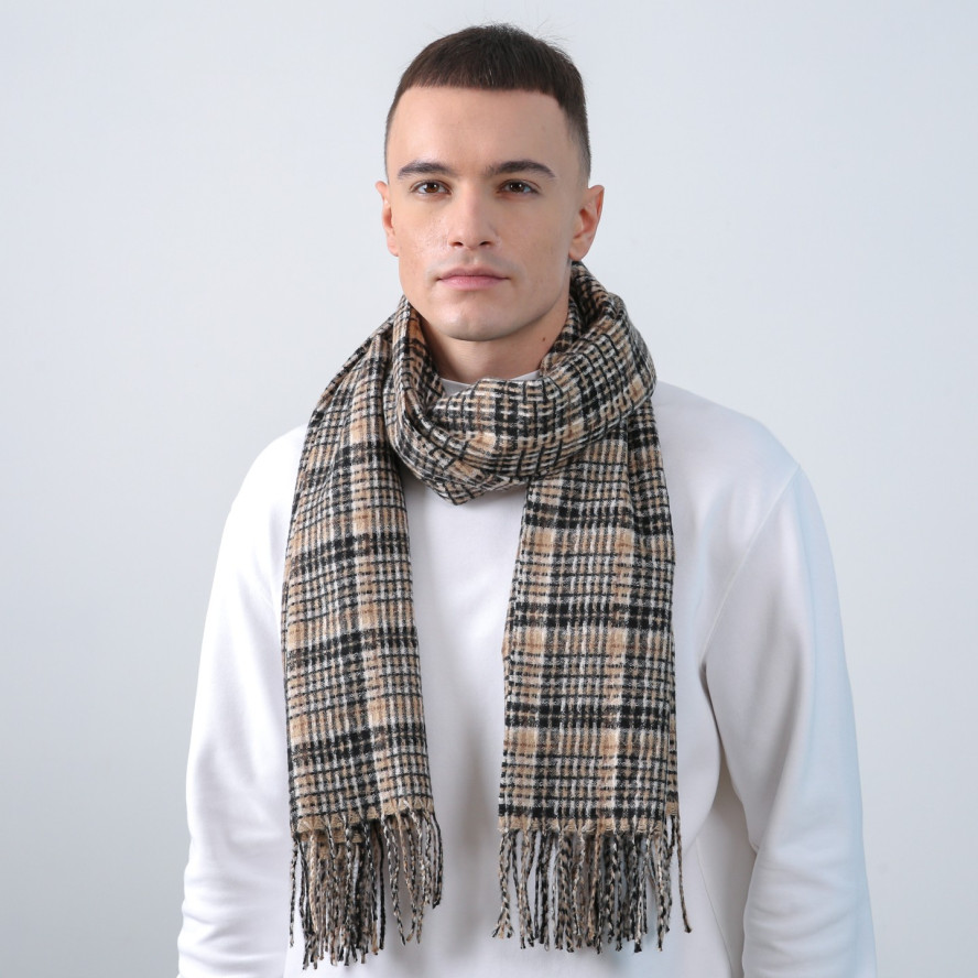 Палантин чоловічий клітинка кашемір УЛЬФ 952-560, фото 3