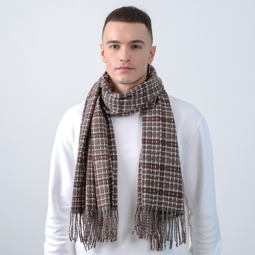 Палантин мужской клетка кашемир УЛЬФ 952-584, фото 3