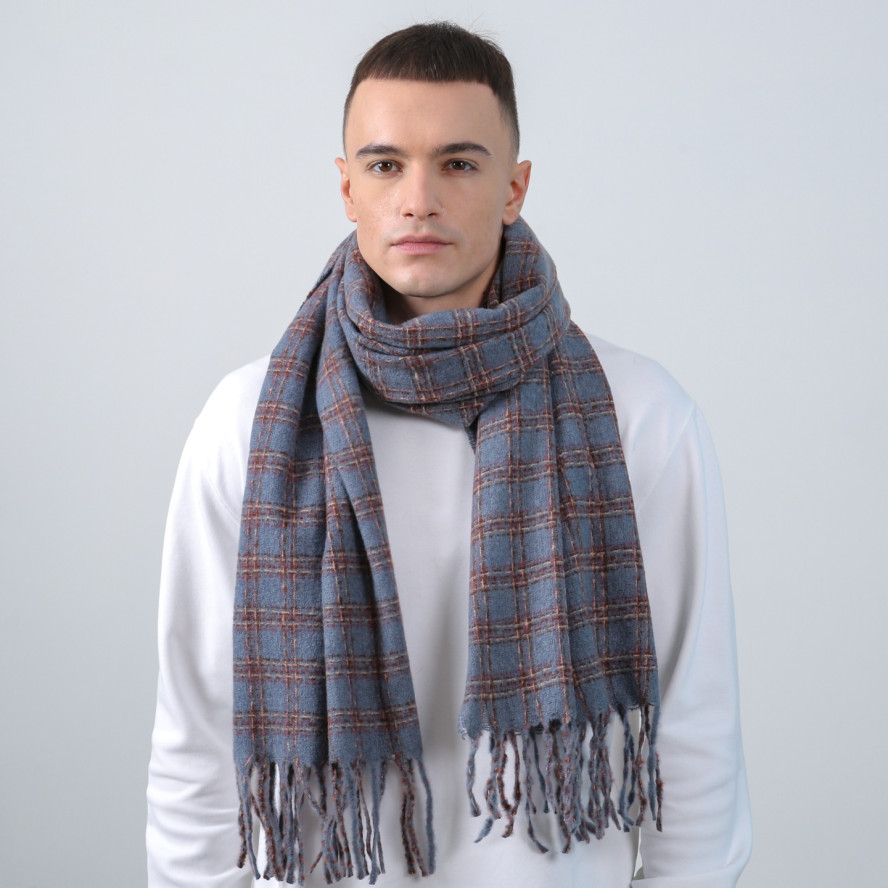 Палантин чоловічий клітинка кашемір ПОНГО 952-621, фото 3