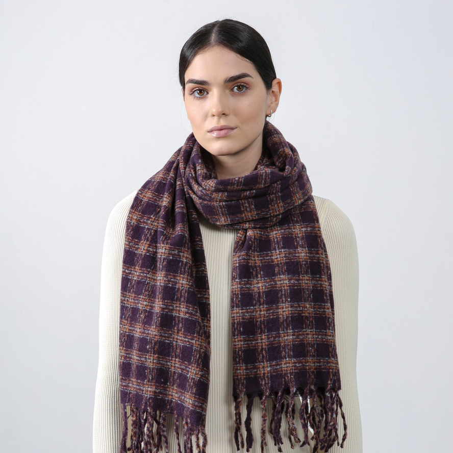 Палантин жіночий клітинка кашемір ПОНГО 952-645, фото 3
