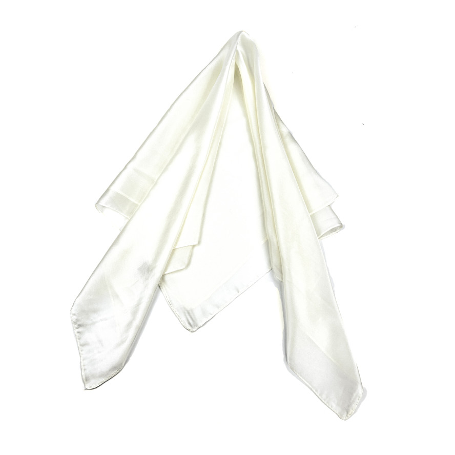 Хустка жіноча однотонна атлас молочна ROSEMARY 083-271, фото 2