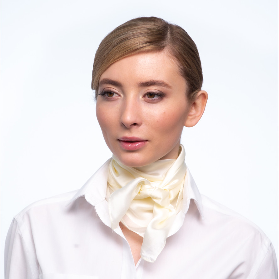 Хустка жіноча однотонна атлас молочна ROSEMARY 083-271, фото 3