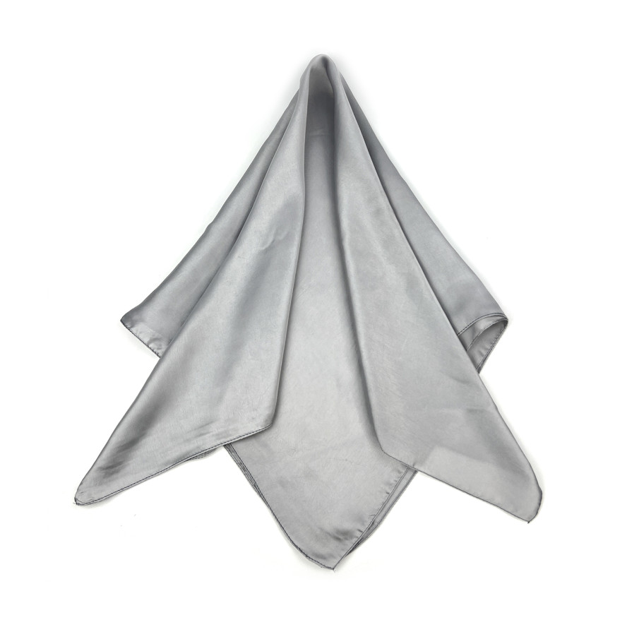 Хустка жіноча однотонна атлас сіра ROSEMARY 083-295, фото 2