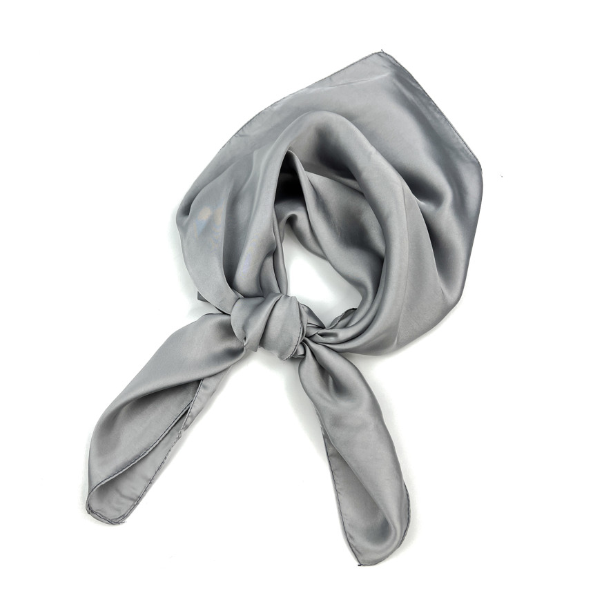 Хустка жіноча однотонна атлас сіра ROSEMARY 083-295, фото 1