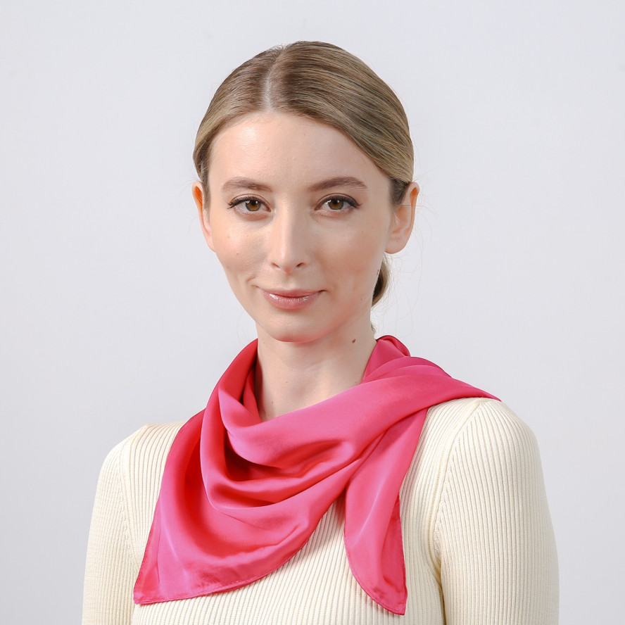 Хустка жіноча однотонна атлас рожева ROSEMARY 083-301, фото 4