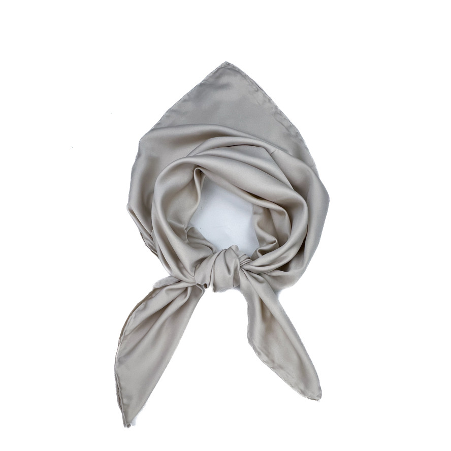 Хустка жіноча однотонна атлас бежева HEIDI 176-348, фото 1