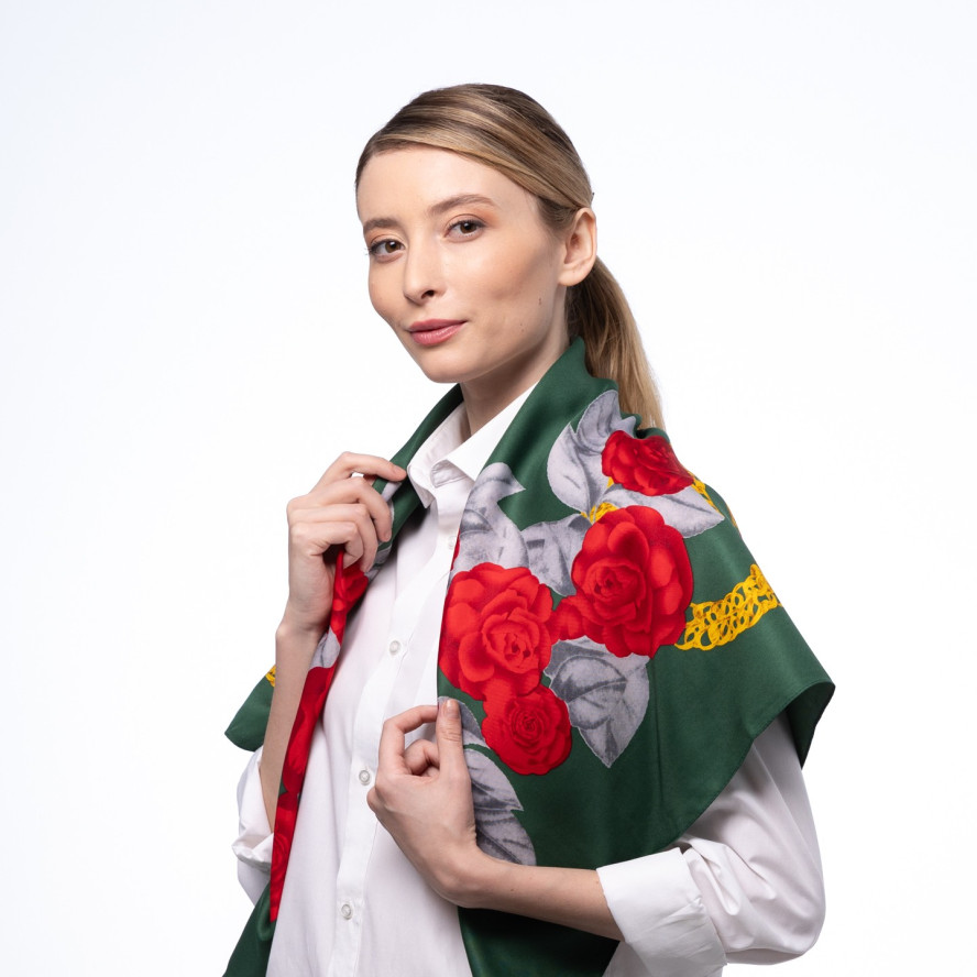 Хустка жіноча з принтом атлас різнокольорова АМЕДЕЯ 380-240, фото 5