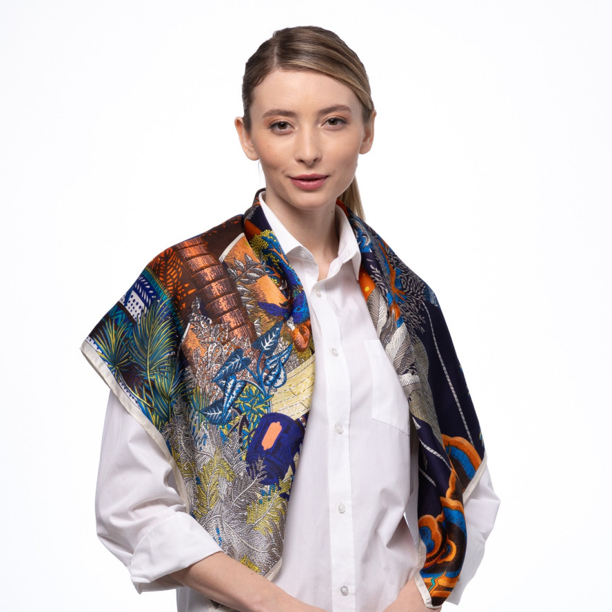 Хустка жіноча з принтом атлас різнокольорова БОННІ 380-493, фото 6