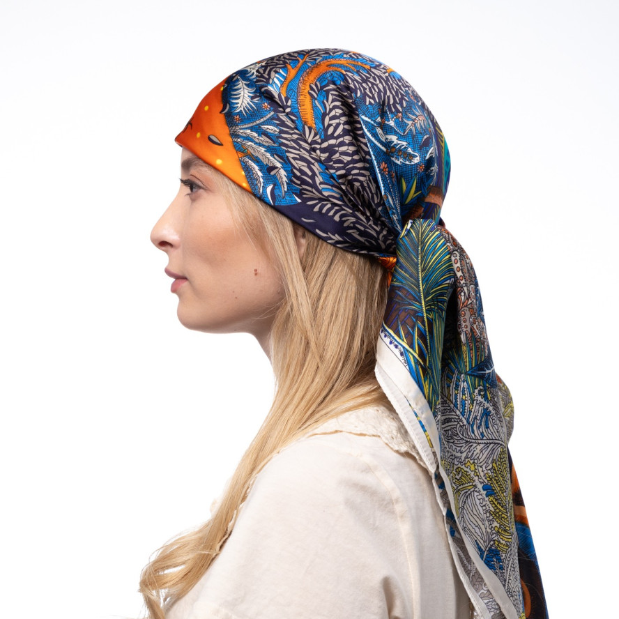 Хустка жіноча з принтом атлас різнокольорова БОННІ 380-493, фото 4