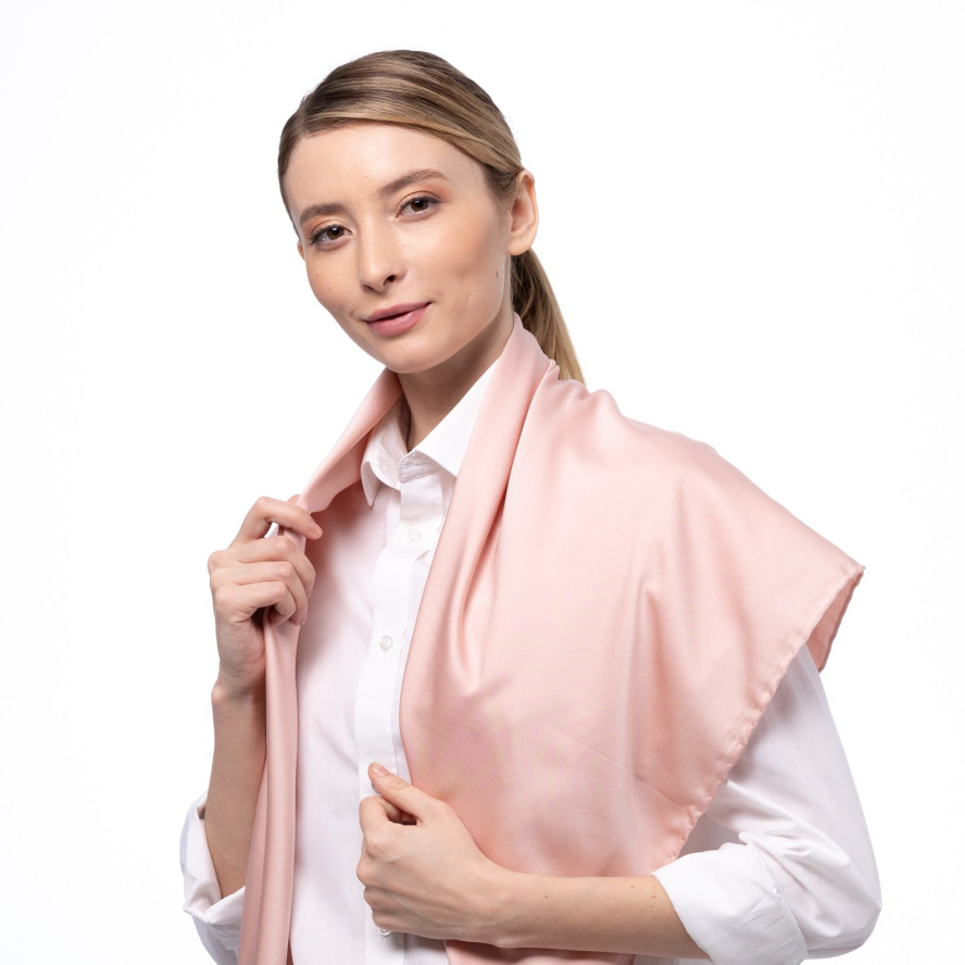 Хустка жіноча однотонна атлас рожева HEIDI 384-125, фото 5