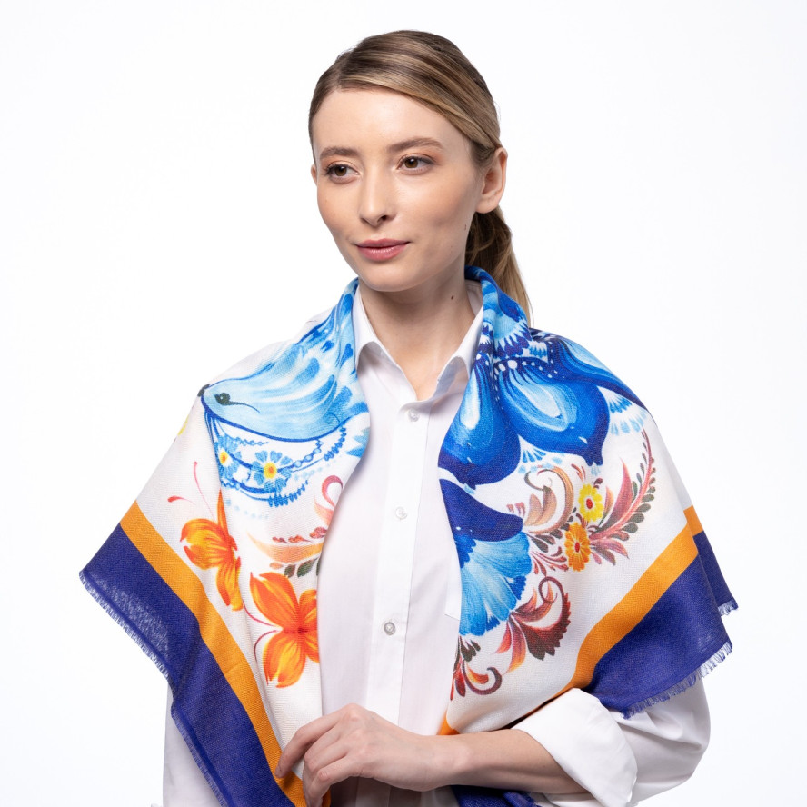 Хустка жіноча з принтом бавовна різнокольорова ДАРА 384-286, фото 5