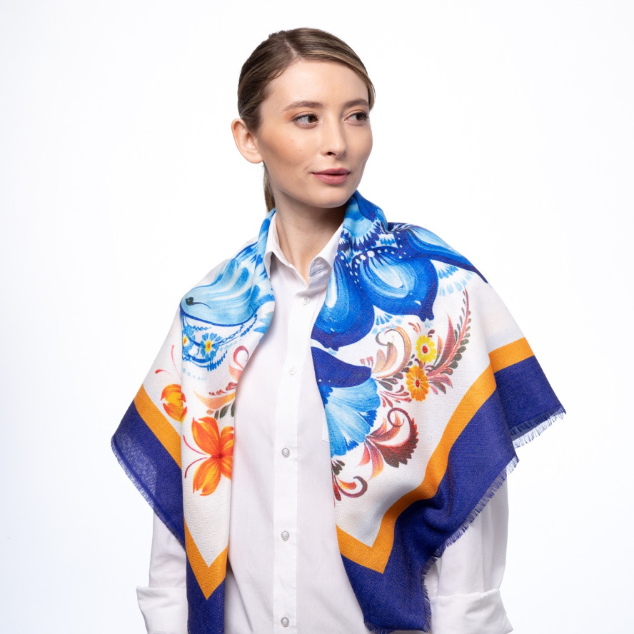 Хустка жіноча з принтом бавовна різнокольорова ДАРА 384-286, фото 6