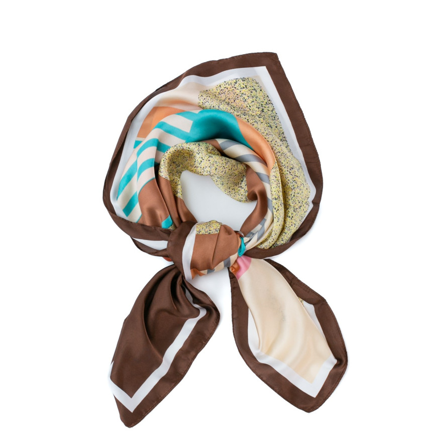 Хустка жіноча з принтом атлас різнокольорова ЛУКІЯ 387-522, фото 1