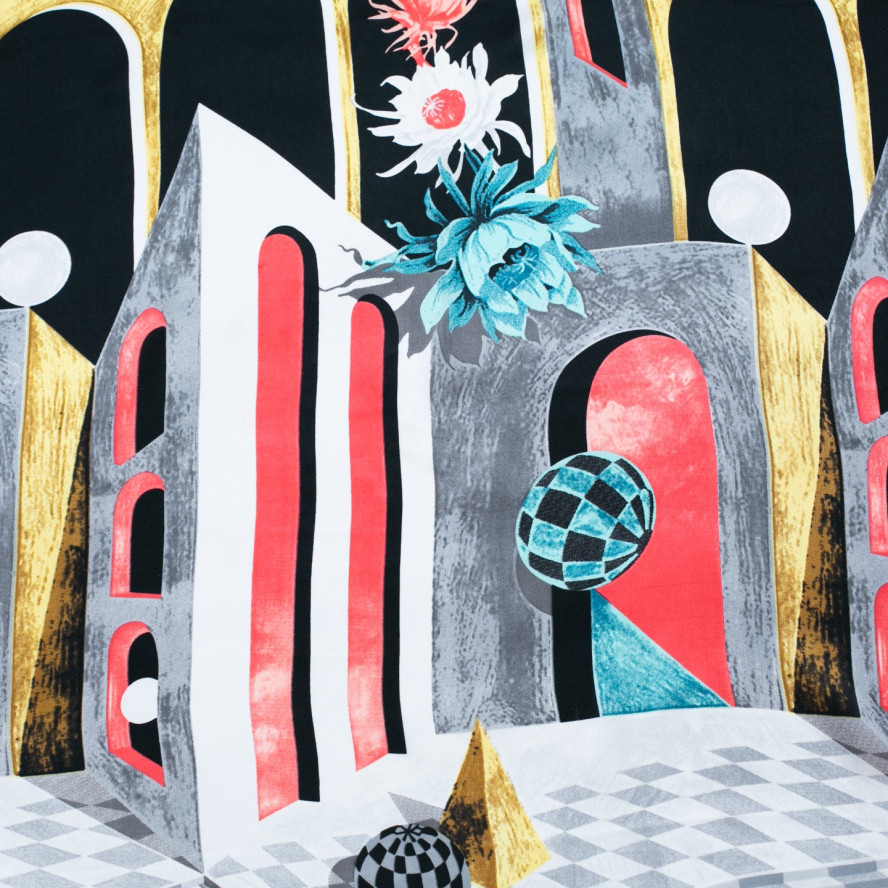 Хустка жіноча з принтом атлас різнокольорова ЖУЛІЄТ 387-584, фото 3