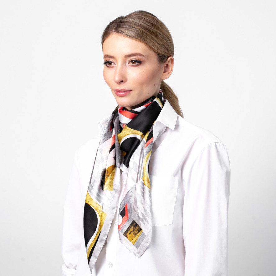 Хустка жіноча з принтом атлас різнокольорова ЖУЛІЄТ 387-584, фото 5