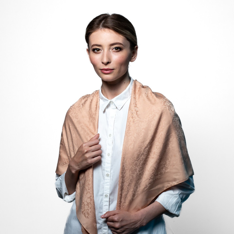 Хустка жіноча з принтом однотонна віскоза бежева ТЕРЕСА 472-976, фото 5