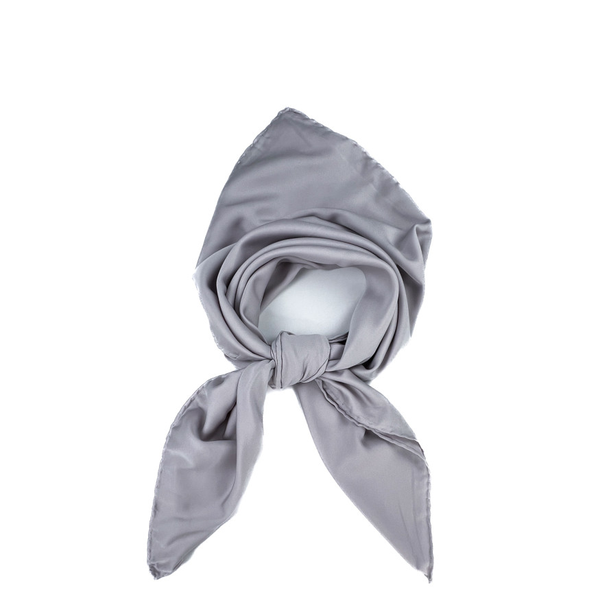 Хустка жіноча однотонна атлас сіра HEIDI 577-787, фото 1