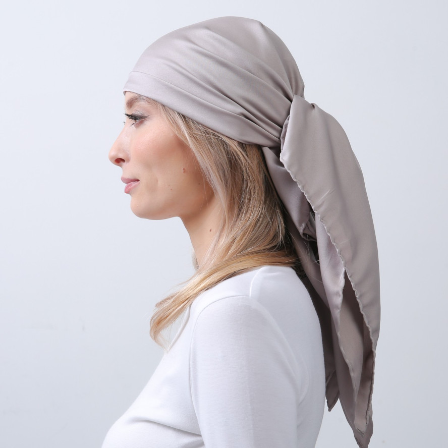 Хустка жіноча однотонна атлас бежева HEIDI 577-817, фото 5