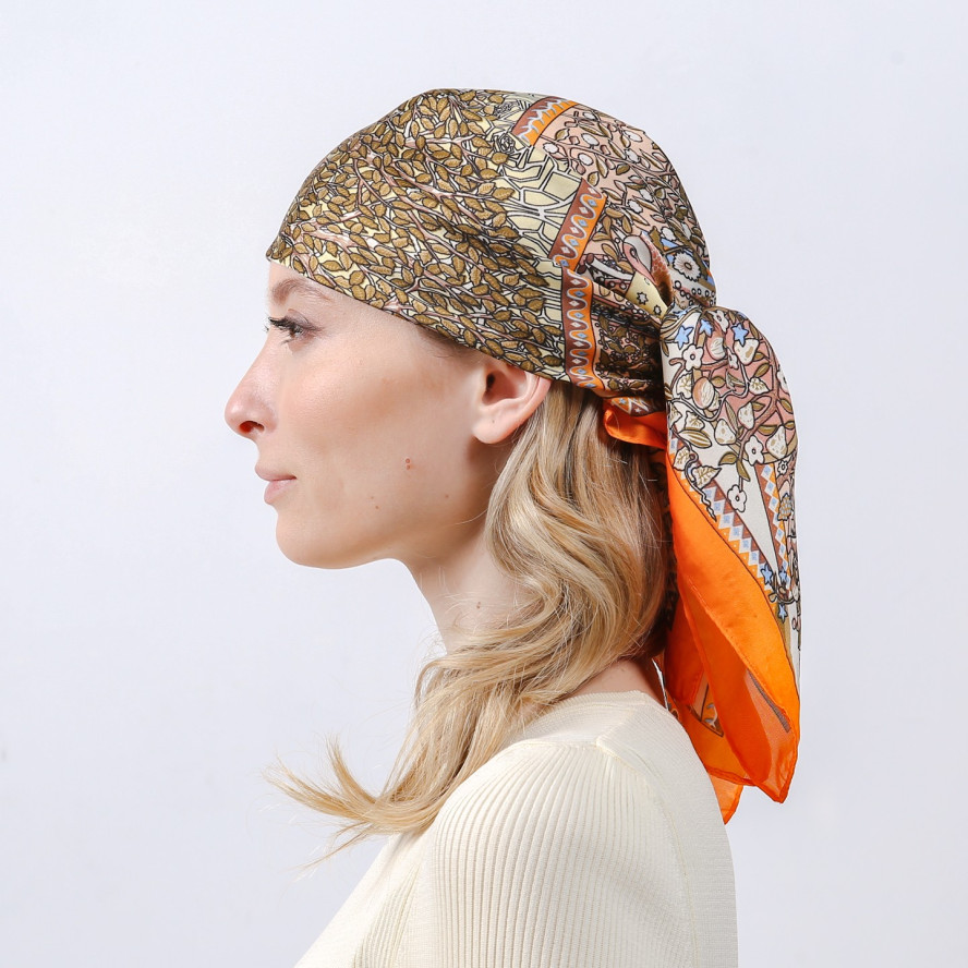 Хустка жіноча з принтом атлас різнокольорова ВІЧЕНЦА 747-647, фото 6