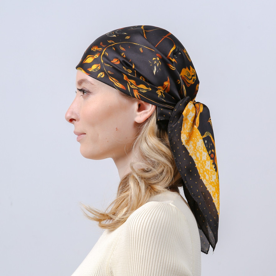 Хустка жіноча з принтом атлас різнокольорова ПАДУЯ 748-118, фото 6