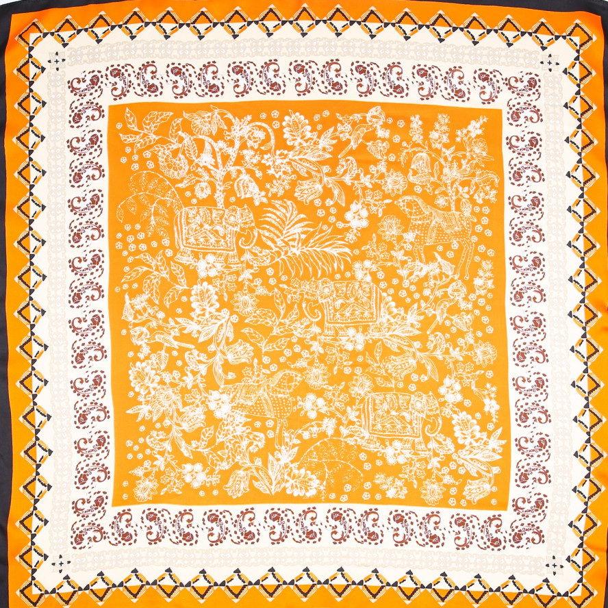 Хустка жіноча з принтом атлас різнокольорова ПІСТОЯ 748-149, фото 4