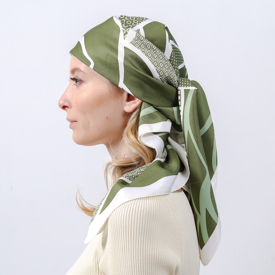 Хустка жіноча з принтом атлас різнокольорова РАВЕННА 752-818, фото 6