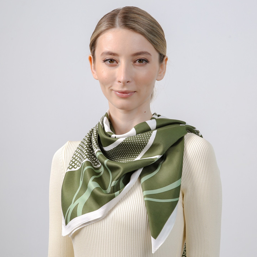 Хустка жіноча з принтом атлас різнокольорова РАВЕННА 752-818, фото 5