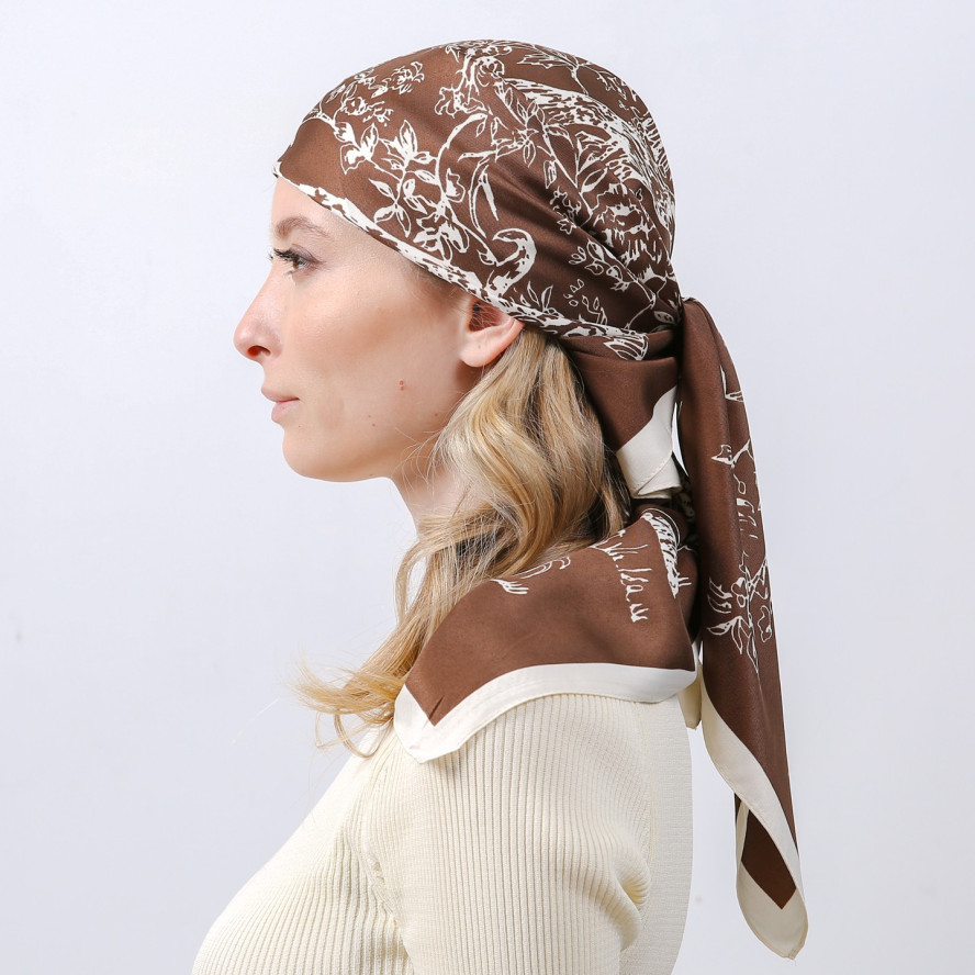 Хустка жіноча з принтом атлас різнокольорова ТЕРНІ 752-856, фото 6