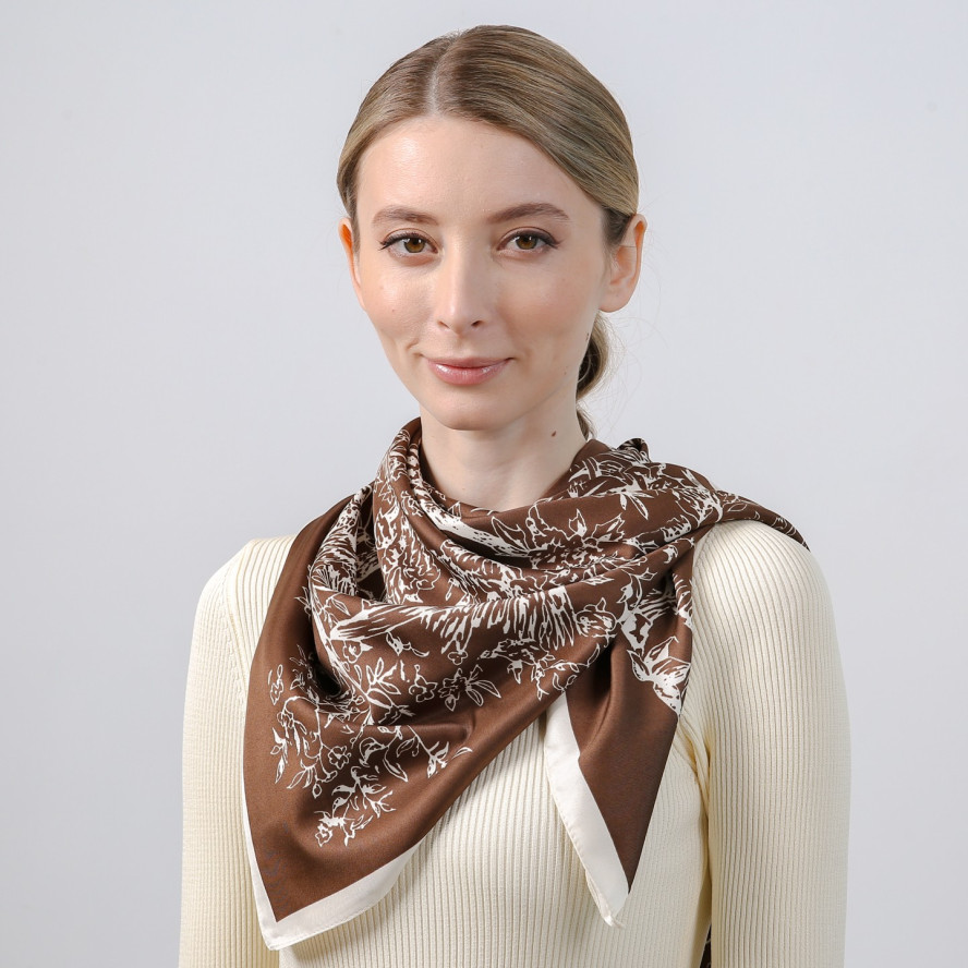 Хустка жіноча з принтом атлас різнокольорова ТЕРНІ 752-856, фото 5