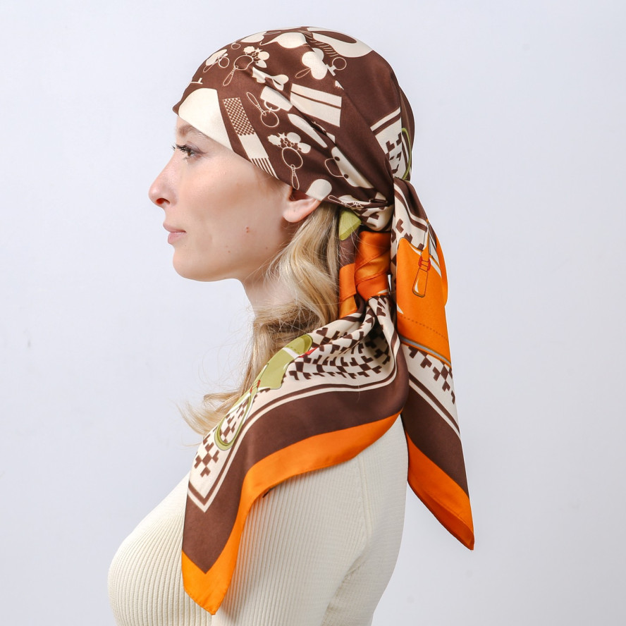 Хустка жіноча з принтом атлас різнокольорова ТРІЕСТ 752-900, фото 6