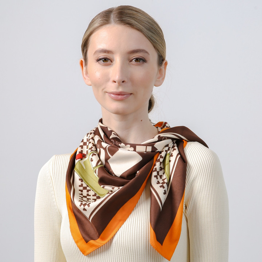 Хустка жіноча з принтом атлас різнокольорова ТРІЕСТ 752-900, фото 5