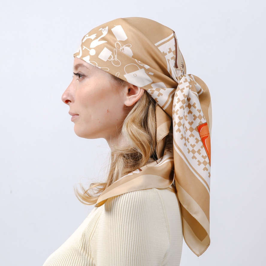 Хустка жіноча з принтом атлас різнокольорова ТРІЕСТ 752-917, фото 6