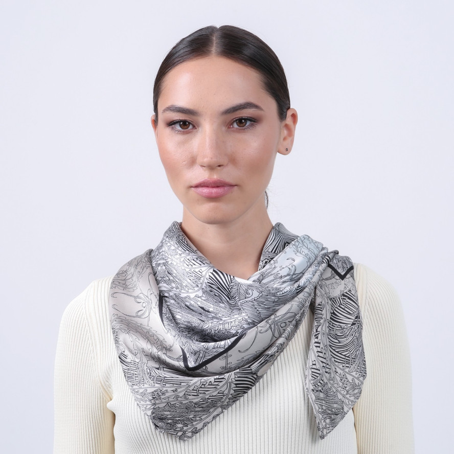 Хустка жіноча з принтом атлас різнокольорова МІРАНДА 916-241, фото 4