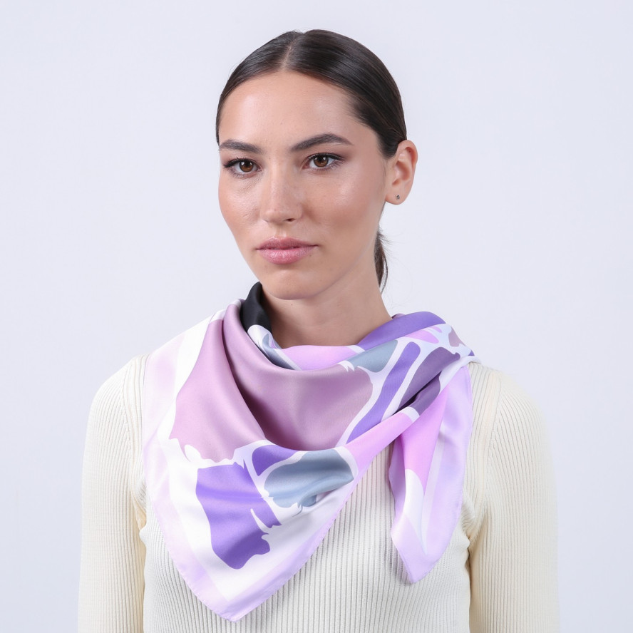 Хустка жіноча з принтом атлас різнокольорова ОФЕЛІЯ 916-487, фото 4