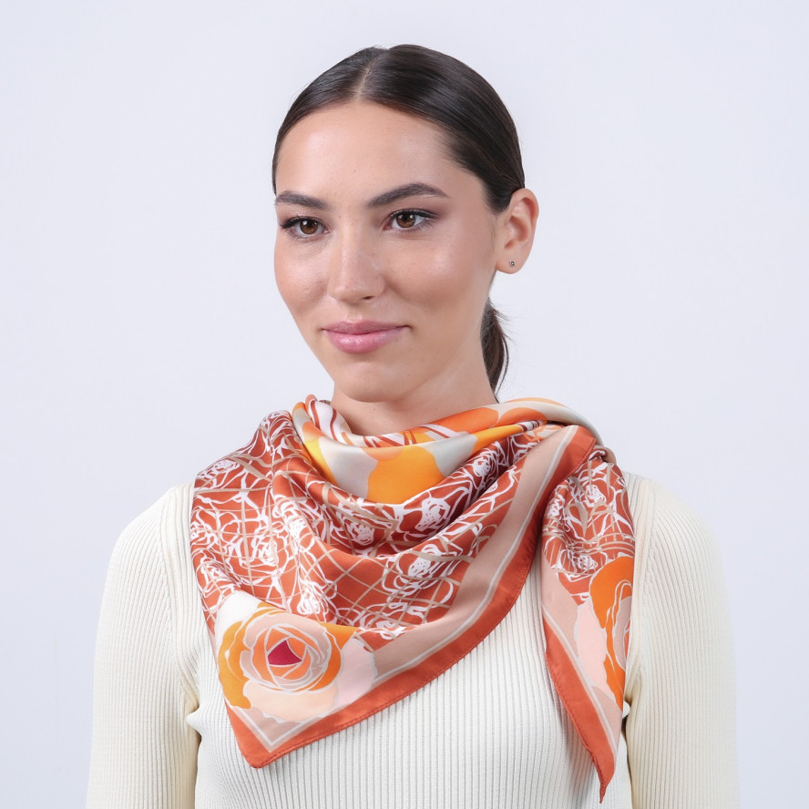 Хустка жіноча з принтом атлас різнокольорова НАОМІ 916-500, фото 4