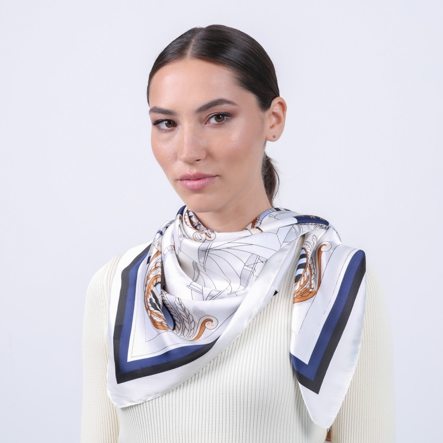 Хустка жіноча з принтом атлас різнокольорова МАКСІН 916-616, фото 4