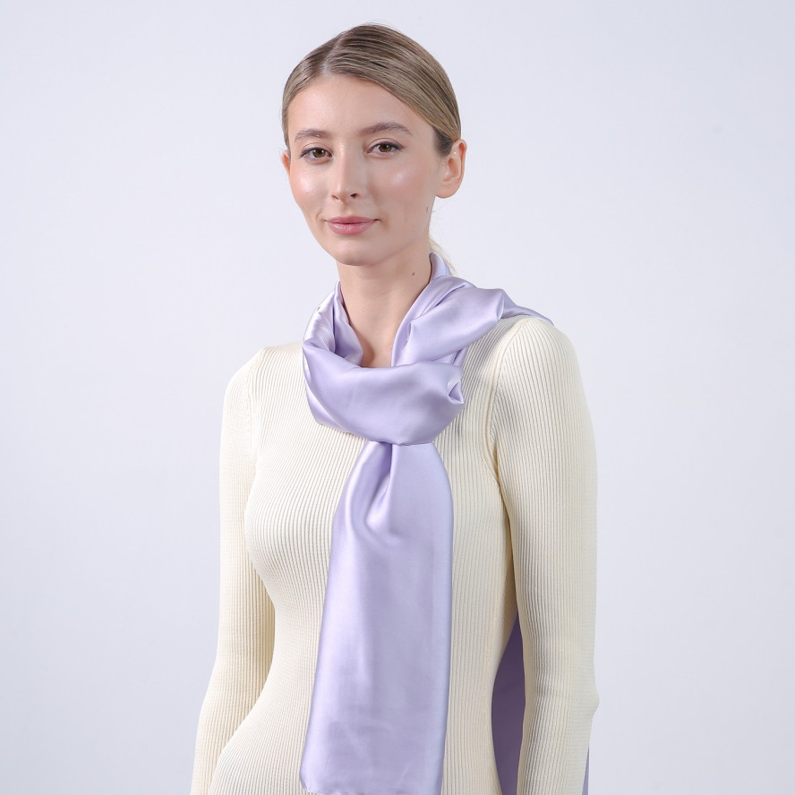 Палантин жіночий однотонний атлас фіолетовий КРІСТАЛ 723-481, фото 3