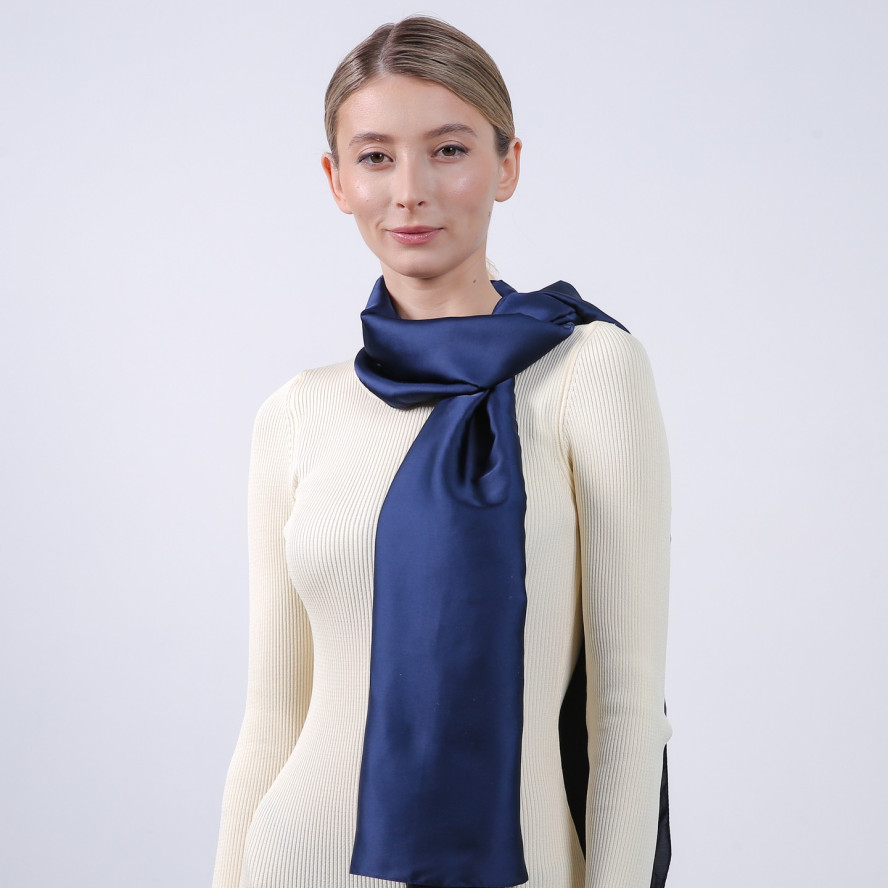 Палантин жіночий однотонний атлас синій КРІСТАЛ 723-511, фото 3