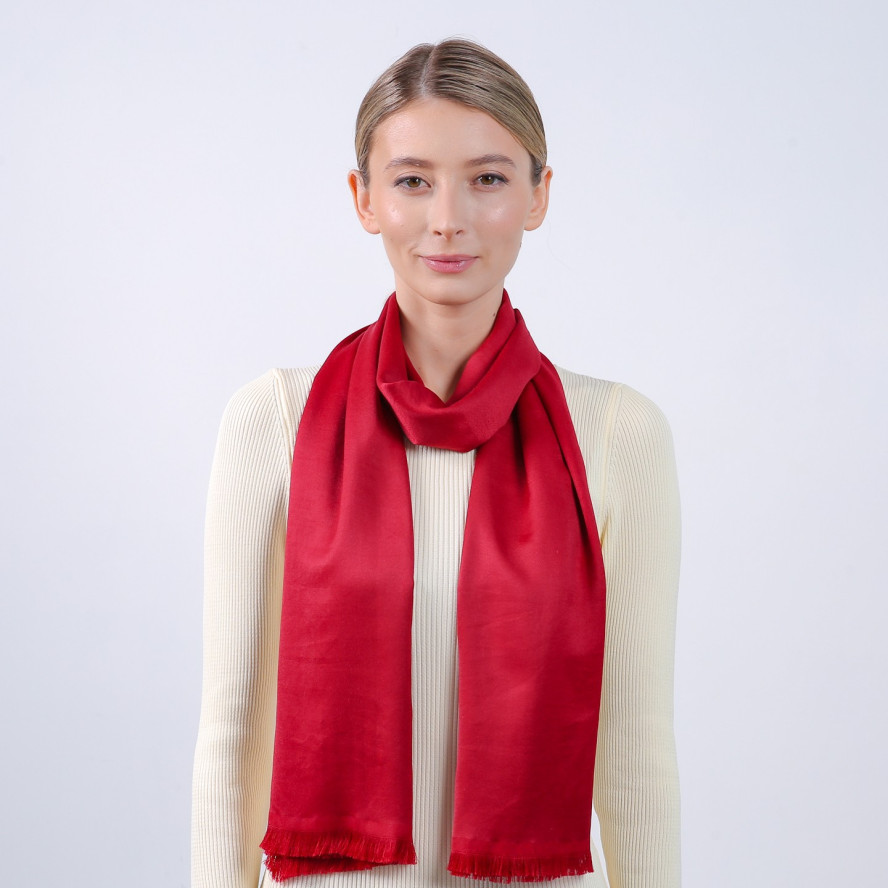 Палантин жіночий однотонний бавовна бордовий ВАРВАРА 723-559, фото 3