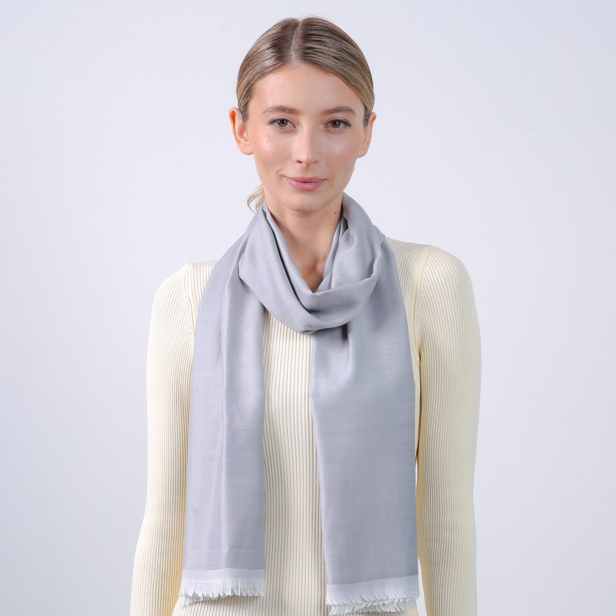 Палантин жіночий однотонний бавовна сірий ВАРВАРА 723-597, фото 3