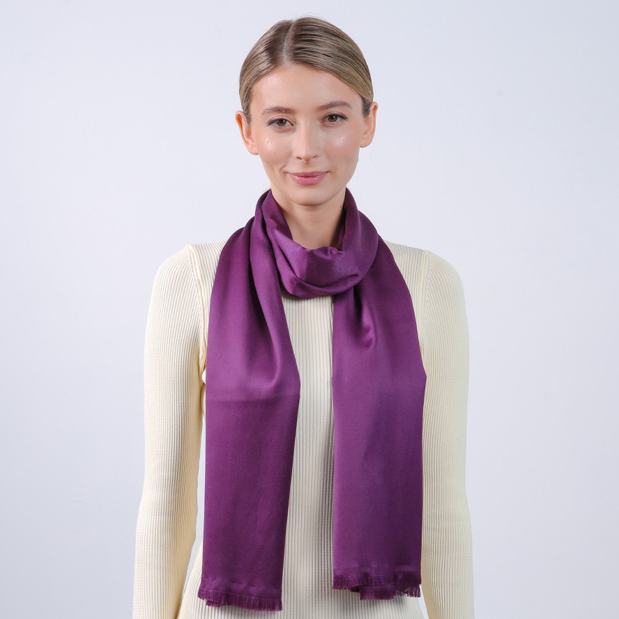 Палантин жіночий однотонний бавовна фіолетовий ВАРВАРА 723-603, фото 3