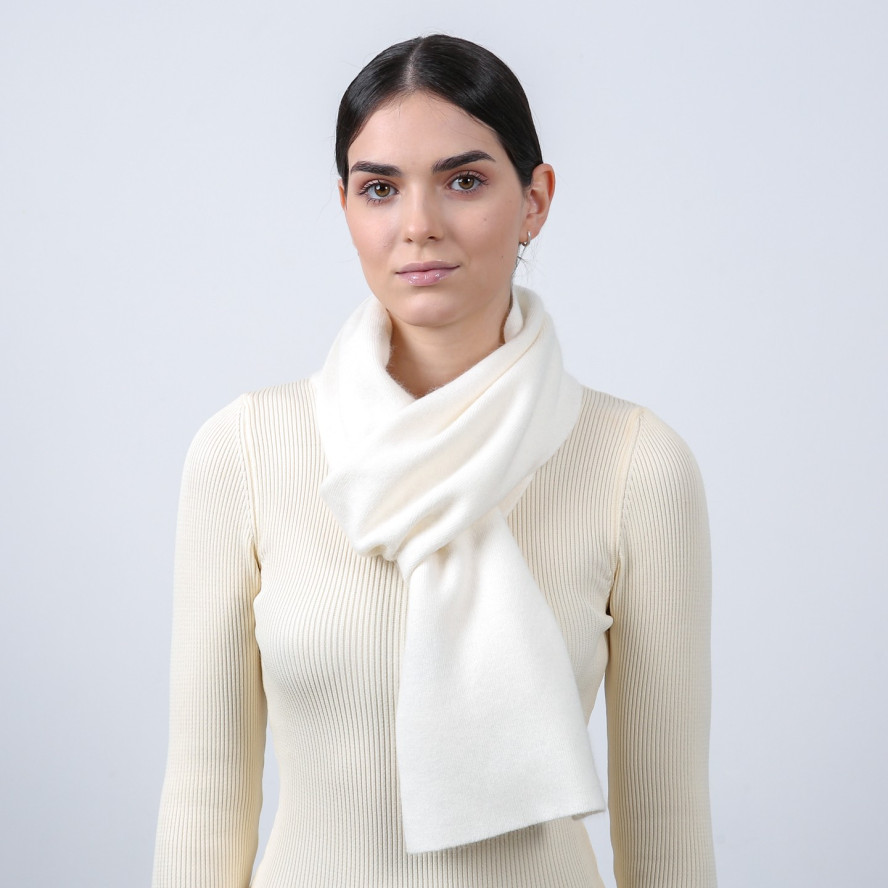 Шарф жіночий однотонний вовна білий FELIX 544-073, фото 3