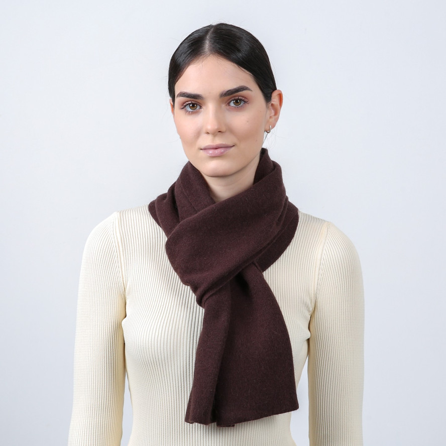Шарф жіночий однотонний вовна коричневий FELIX 544-110, фото 3