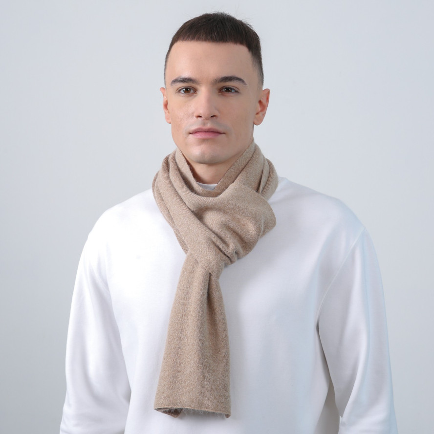 Шарф мужской однотонный шерсть бежевый FELIX 544-127, фото 3