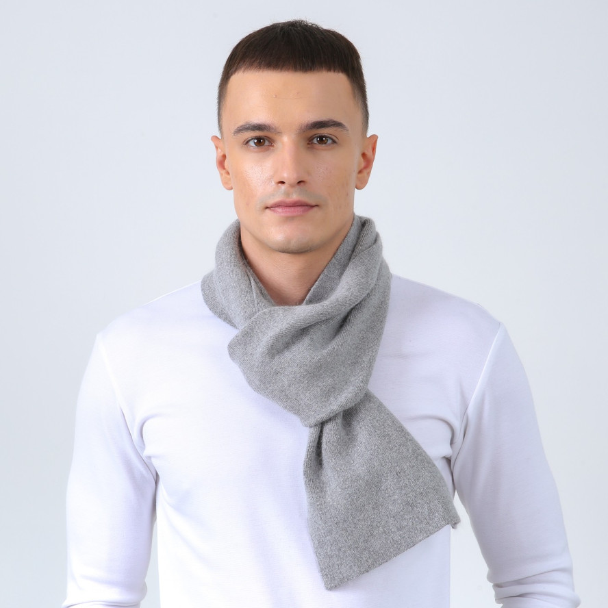 Шарф мужской однотонный шерсть серый FELIX 671-808, фото 3