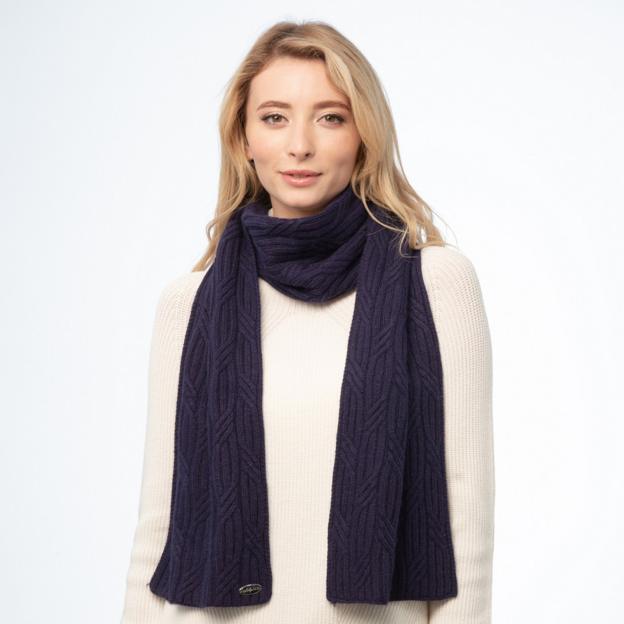 Шарф жіночий однотонний вовна синій AMALA 309-274, фото 4