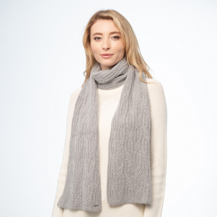 Шарф жіночий однотонний вовна сірий AMALA 444-715, фото 2