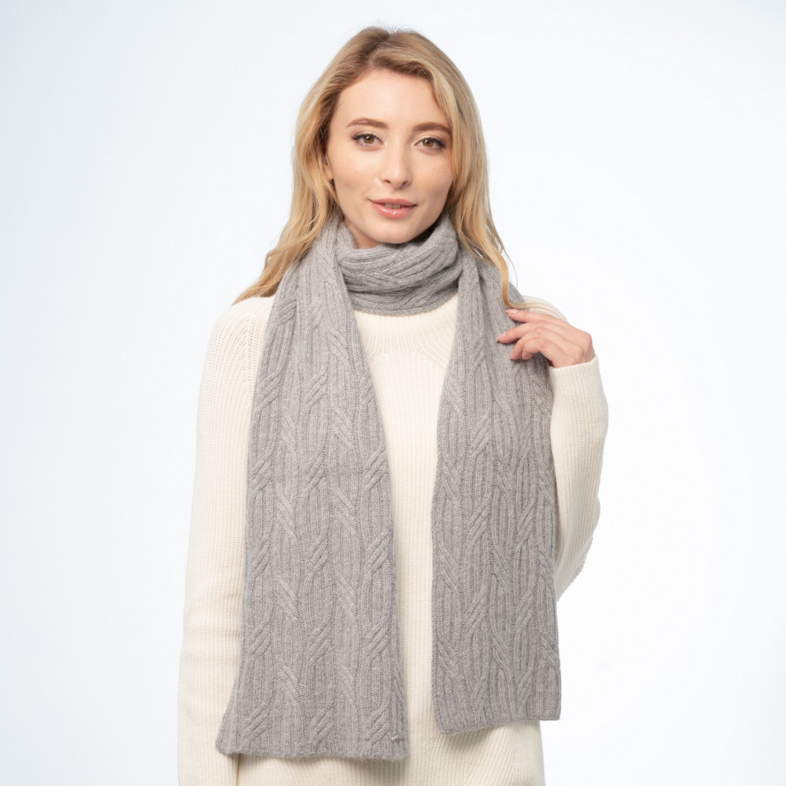 Шарф жіночий однотонний вовна сірий AMALA 444-715, фото 3