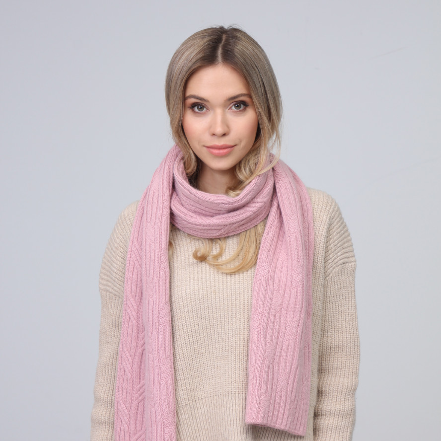 Шарф жіночий однотонний вовна рожевий AMALA 444-722, фото 3